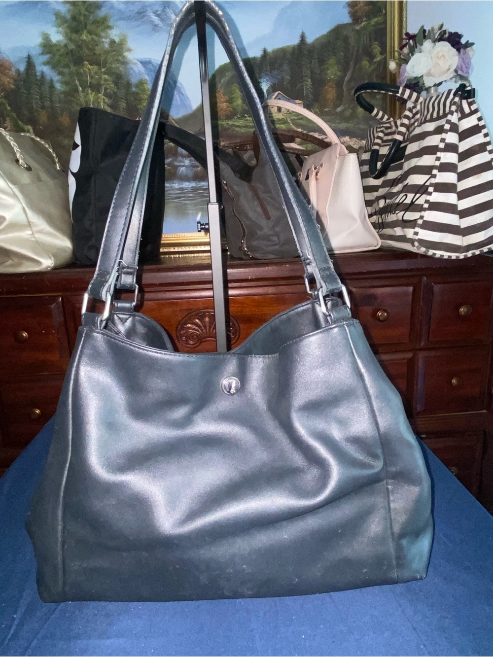 Vintage Nine West Triple Compartment Carryall Hobo Bag | Black Y2K Era